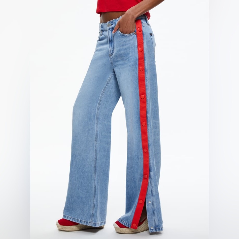 Alice and Olivia Rola Wide Leg Side Snap Jeans Size 24